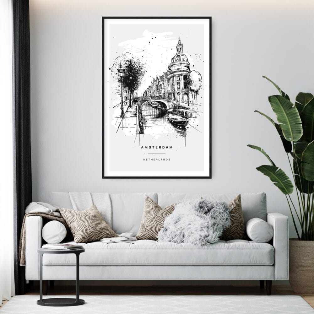 Framed Amsterdam Grachtengordel Wall Art - Living Room - Portrait Framed Amsterdam Grachtengordel Wall Art - Living Room - Portrait