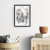 Framed Amsterdam Watercolor Wall Art - Hallway - Portrait