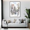 Framed Amsterdam Watercolor Wall Art - Living Room - Portrait