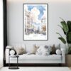 Framed Berlin Watercolor Painting Wall Art - Living Room - Portrait