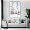 Framed Berlin Watercolor Painting Wall Art - Living Room - Portrait