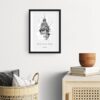 Framed Big Ben Clock Line Drawing Wall Art - Hallway - Portrait