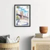 Framed Brooklyn Bridge Watercolor Wall Art - Hallway - Portrait