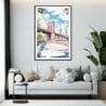Framed Brooklyn Bridge Watercolor Wall Art - Living Room - Portrait