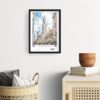 Framed Chrysler Building Watercolor Wall Art - Hallway - Portrait