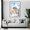 Framed Edinburgh Castle watercolor Wall Art - Living Room - Portrait