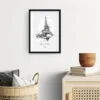 Framed Eiffel Tower Pencil Drawing Wall Art - Hallway - Portrait