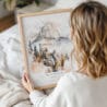 Framed El Capitan Yosemite Watercolor Wall Art - Woman Holding - Portrait