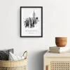 Framed Empire State Building Line Drawing Wall Art - Hallway - Portrait