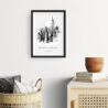 Framed Empire State Building Line Drawing Wall Art - Hallway - Portrait