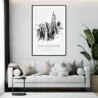 Framed Empire State Building Line Drawing Wall Art - Living Room - Portrait