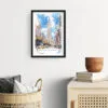 Framed Empire State Building Watercolor Wall Art - Hallway - Portrait