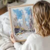 Framed Empire State Building Watercolor Wall Art - Woman Holding - Portrait