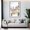 Framed Florence Italy Watercolor Painting Wall Art - Living Room - Portrait