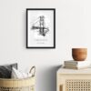 Framed Golden Gate Bridge Pencil Drawing Wall Art - Hallway - Portrait