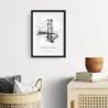 Framed Golden Gate Bridge Pencil Drawing Wall Art - Hallway - Portrait