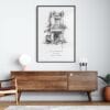 Framed Hanoi Old Quarter Line Drawing Wall Art Home Decor - Portrait