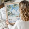 Framed Hawaii Watercolor Wall Art - Woman Holding - Portrait