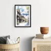 Framed Japanese Street with Mount Fuji Watercolor Wall Art - Hallway - Portrait
