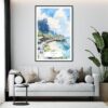 Framed Kauai Hawaii Watercolor Wall Art - Living Room - Portrait