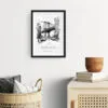 Framed Manhattan Bridge Line Drawing Wall Art - Hallway - Portrait