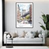 Framed Manhattan Bridge Watercolor Wall Art - Living Room - Portrait