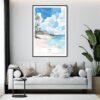 Framed Maui Beach Watercolor Wall Art - Living Room - Portrait