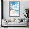Framed Maui Beach Watercolor Wall Art - Living Room - Portrait