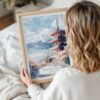 Framed Mount Fuji Watercolor Wall Art - Woman Holding - Portrait