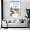 Framed Mount Rainier Watercolor Wall Art - Living Room - Portrait