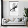 Framed Oakland Bay Bridge Pencil Drawing Wall Art - Living Room - Portrait