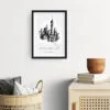 Framed One World Trade Center Line Drawing Wall Art - Hallway - Portrait