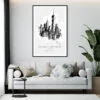 Framed One World Trade Center Line Drawing Wall Art - Living Room - Portrait