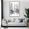 Framed Paris Watercolor Painting Wall Art - Living Room - Portrait