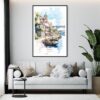 Framed Porto Portugal Watercolor Painting Wall Art - Living Room - Portrait