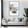 Framed Porto Portugal Watercolor Painting Wall Art - Living Room - Portrait