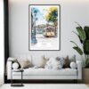 Framed Porto Watercolor Wall Art - Living Room - Portrait