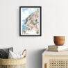 Framed Positano Watercolor Painting Wall Art - Hallway - Portrait