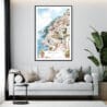 Framed Positano Watercolor Painting Wall Art - Living Room - Portrait