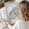 Framed Positano Watercolor Painting Wall Art - Woman Holding - Portrait