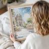 Framed Sagrada Familia Barcelona Watercolor Wall Art - Woman Holding - Portrait
