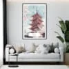 Framed Tokyo Japan Pagoda and Cherry blossom Watercolor Wall Art - Living Room - Portrait