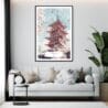 Framed Tokyo Japan Pagoda and Cherry blossom Watercolor Wall Art - Living Room - Portrait