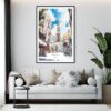 Framed Tokyo Watercolor Art Print with Tokyo Tower Wall Art - Living Room - Portrait