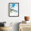 Framed Tropical Kauai Watercolor Wall Art - Hallway - Portrait
