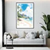 Framed Tropical Kauai Watercolor Wall Art - Living Room - Portrait