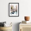 Framed Venice Gondola Watercolor Painting Wall Art - Hallway - Portrait