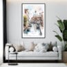 Framed Venice Italy Watercolor Wall Art - Living Room - Portrait