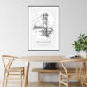 Golden Gate Bridge Pencil Drawing Art Print - Kitchen Wall Art - Portrait