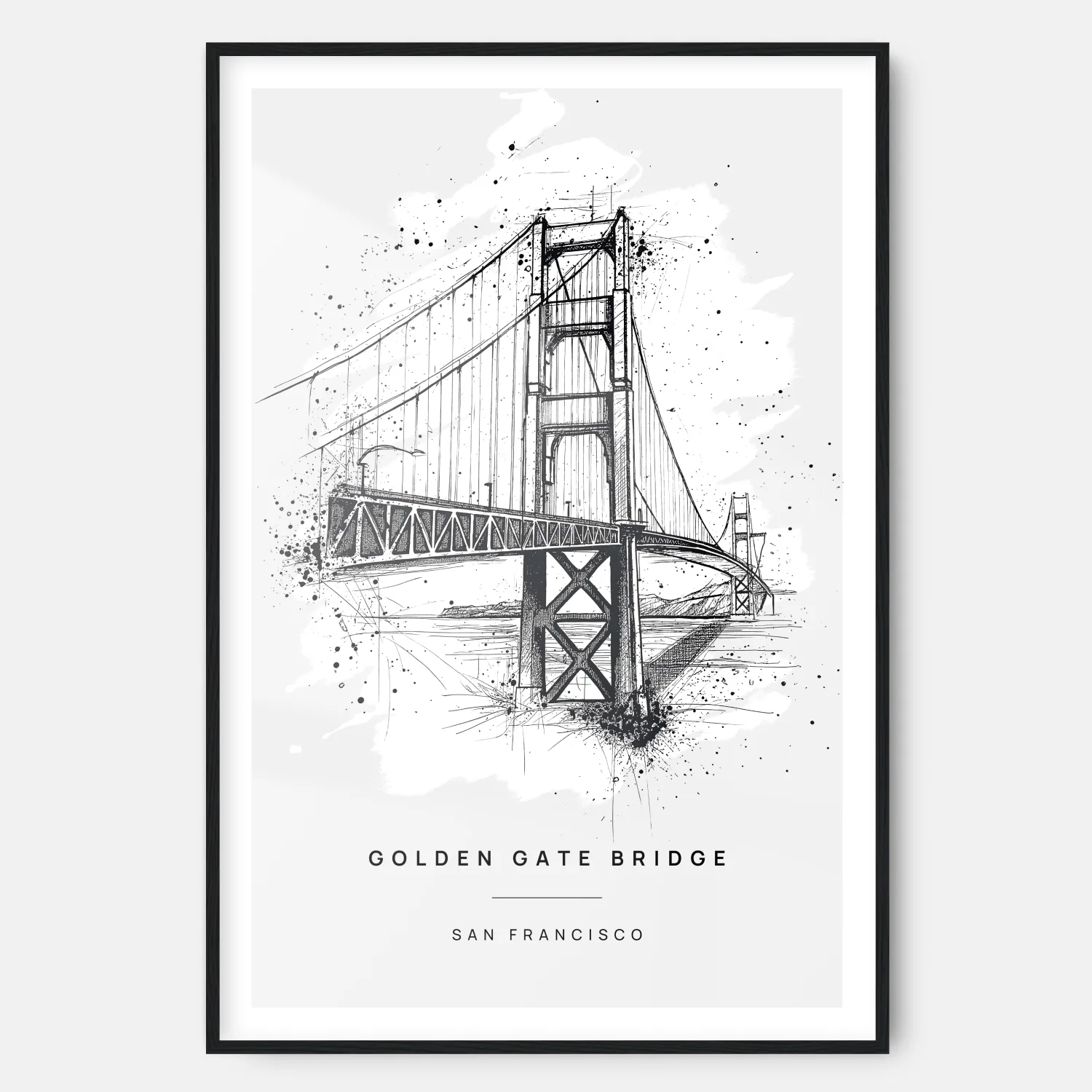 Golden Gate Bridge Line Drawing - Art Print